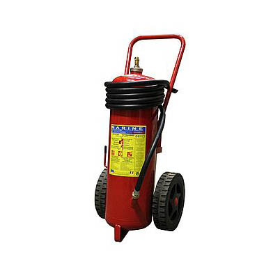 SG00261 Powder Wheeled Extinguisher 25 kgs ABC (cartridge) Wheeled fire extinguishers are being used to extinguish large fires and during situations in which portable fire extinguishers are not sufficient for a fire to extinguish. Its sturdy construction and versatility make the mobile extinguisher rapidly deployed and operated by one person. The body of the fire extinghuiser has been made of RVS.